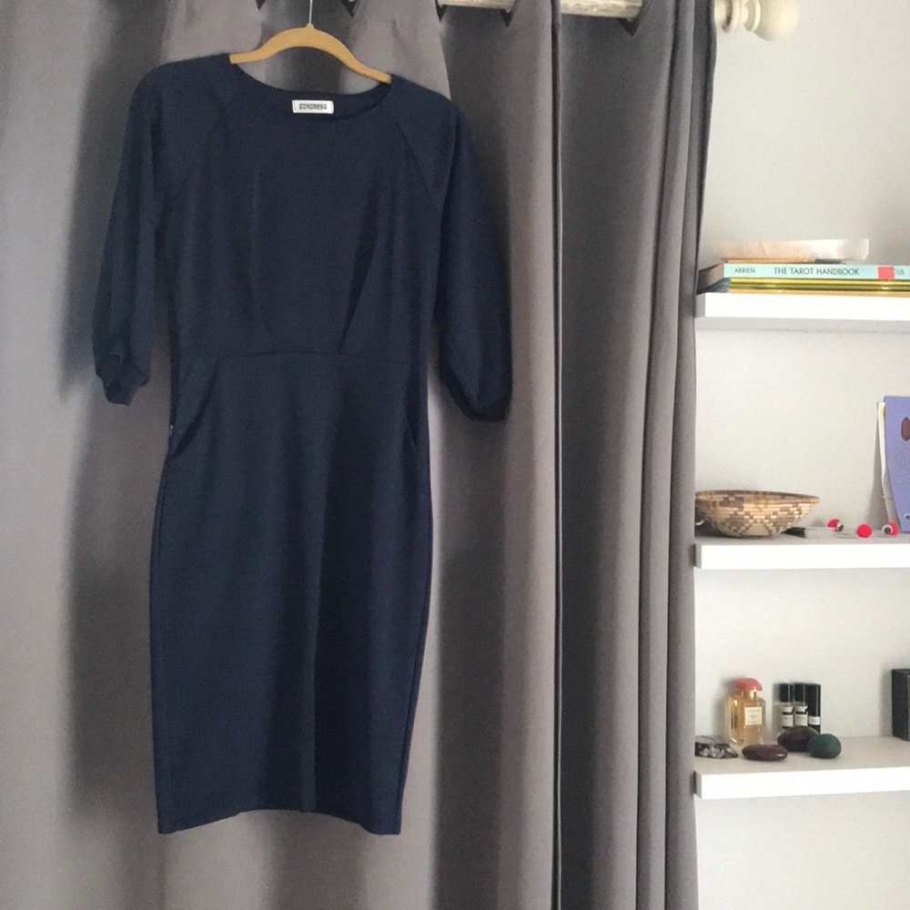 Navy Work Dress with Pockets